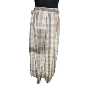 Vintage Orvis Skirt Buffalo Check Plaid Tan White Pleated Cottage Size Medium